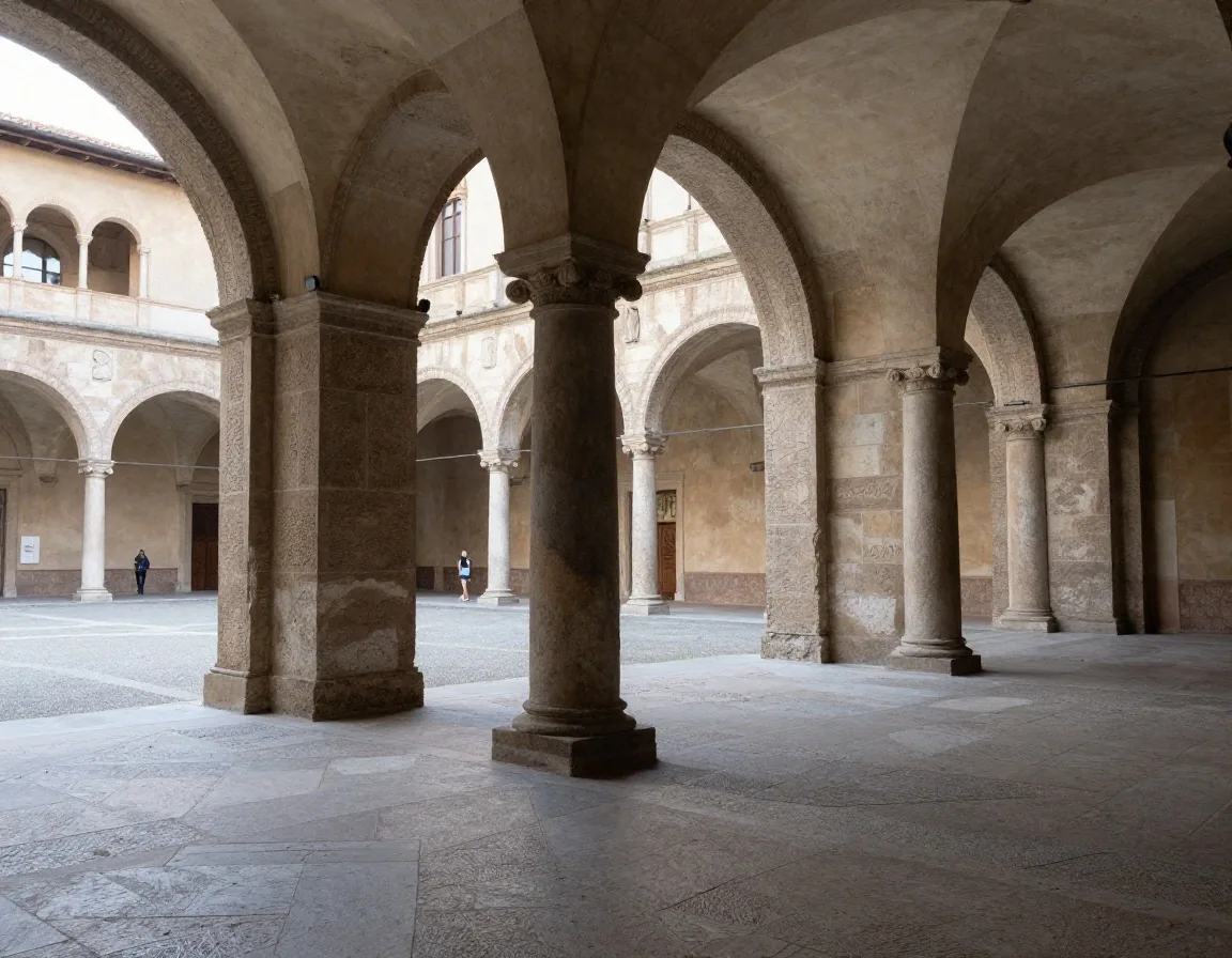 Cortile in pietra di un grande museo italiano