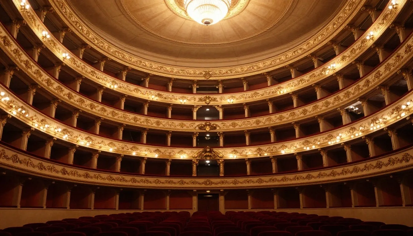 Interno di un teatro lirico italiano con palchi