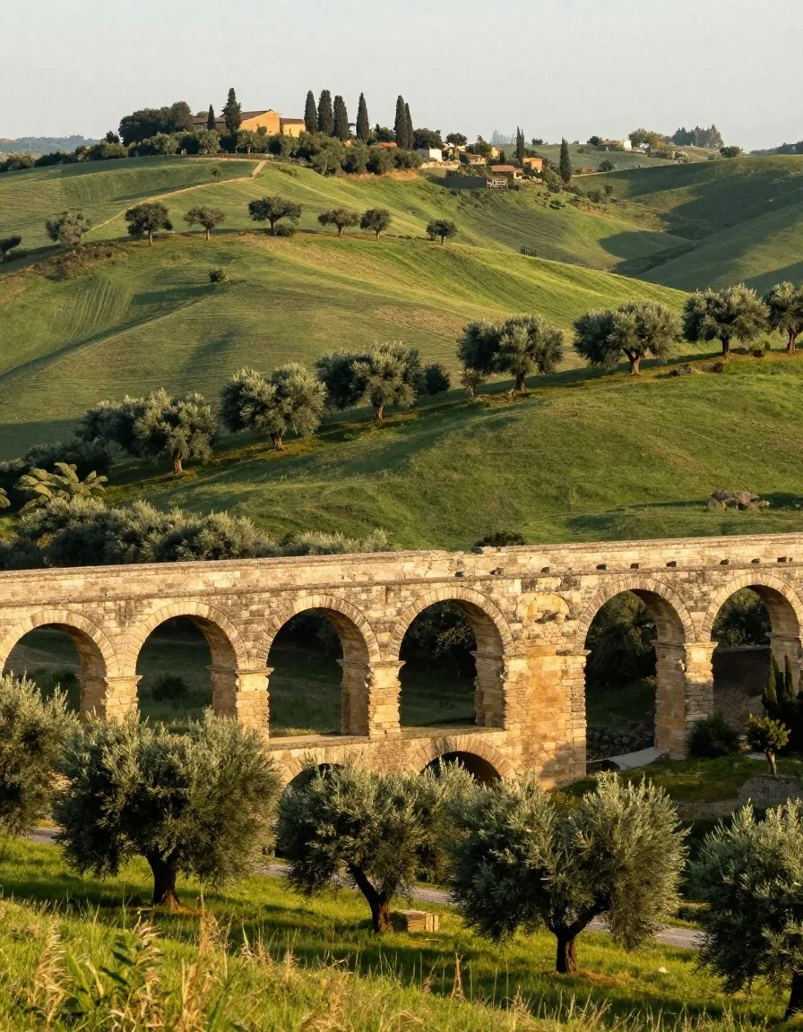 Campagna del Lazio con acquedotto romano